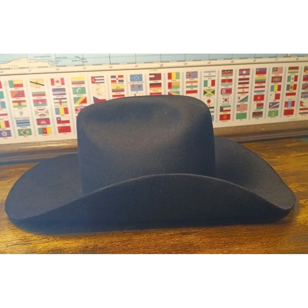 Vintage Bailey Western 6X Beaver Fur Felt Cowboy Hat - Black